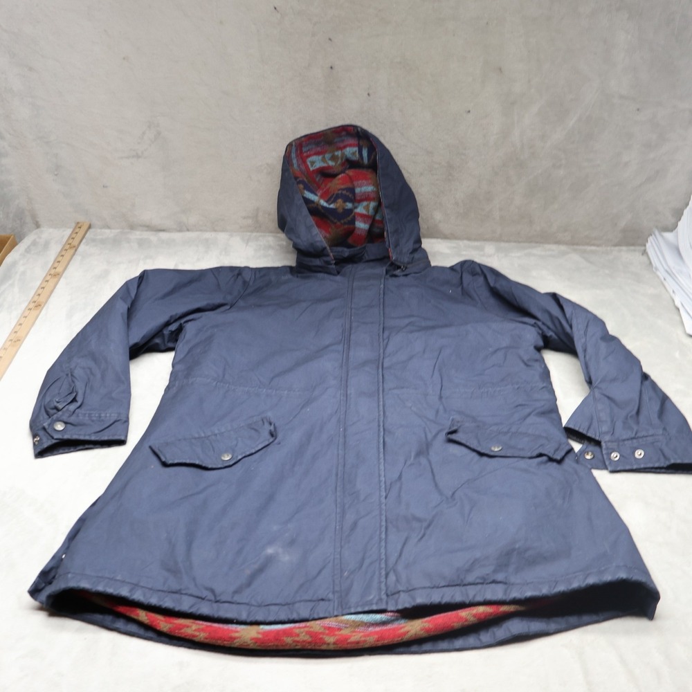 Outback Trading Co Jacket Women 1X Blue Oilskin Waterproof Aztec‎ Lining Western